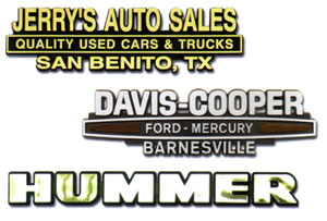 dealership nameplates, plastic cutout nameplates